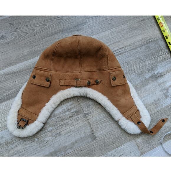 LN Esty's luka pelli leather wool Polish trapper aviator bomber hat. 22inch/7/m - Picture 4 of 11